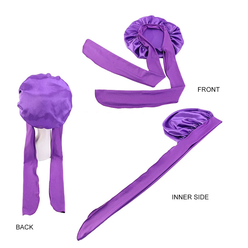 Nouveau Bonnet de Nuit en Satin pour Femme - Bande Large Extensible, Turban Soie pour le Soin des Cheveux et la Douche