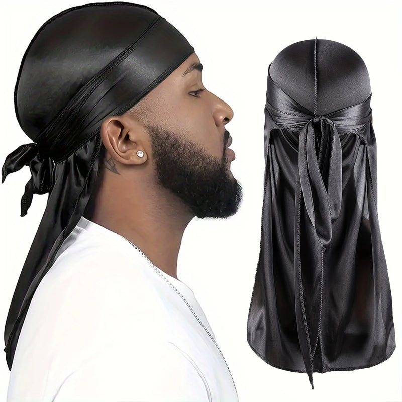 Durag en Soie pour Homme - Bonnet Bandana Soyeux à Longue Queue pour Waves