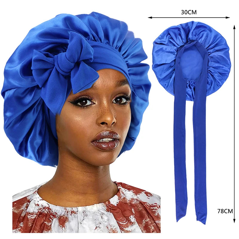 Nouveau Bonnet de Nuit en Satin pour Femme - Bande Large Extensible, Turban Soie pour le Soin des Cheveux et la Douche
