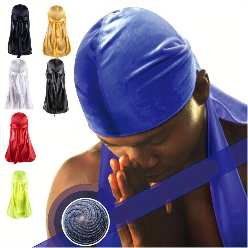 Durag en Soie pour Homme - Bonnet Bandana Soyeux à Longue Queue pour Waves