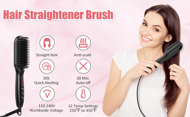Brosse Lissante Chauffante pour Cheveux