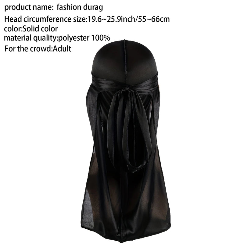 Durag en Soie pour Homme - Bonnet Bandana Soyeux à Longue Queue pour Waves